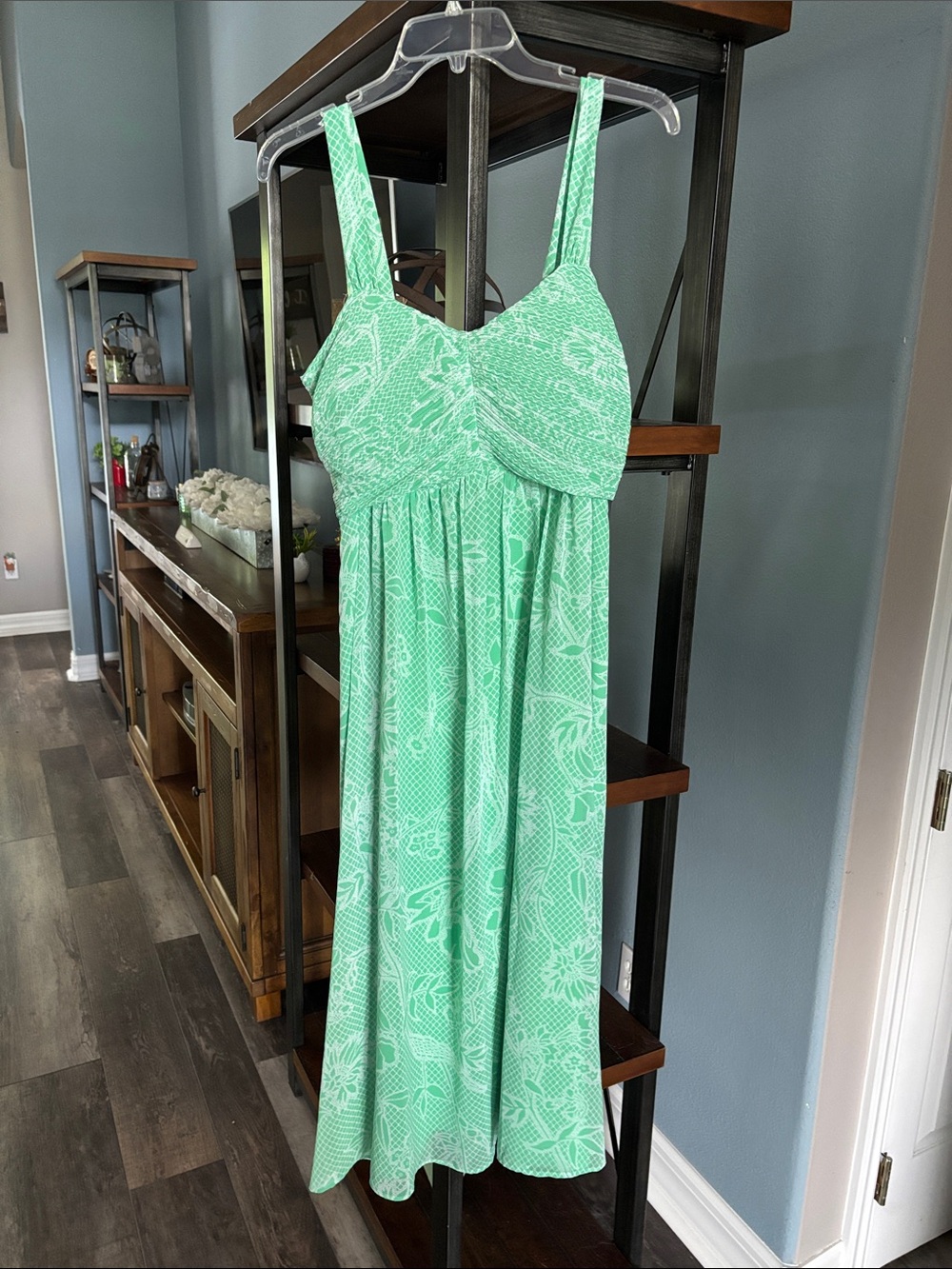 White House Black Market Mint Green Printed Sundress ptp 17 nwt